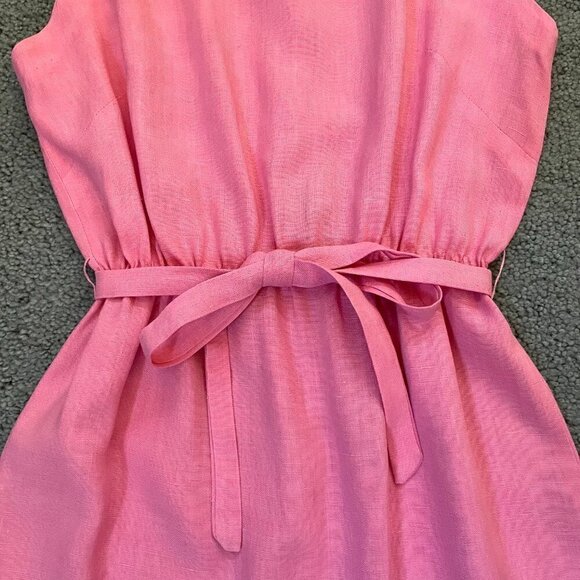 100% Linen Woven in Ireland  Arthur Original - Barbie Pink Sheath Dress w/belt - Picture 3 of 8